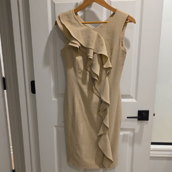 Calvin Klein Asymmetrical Cream Dress - Picture 1 of 3